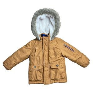 Carters tan coat with faux fur hood